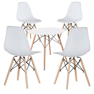 Set masa si scaune bucatarie, 5 piese, alb