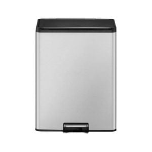 Cos de gunoi EKO, Essential Recycler Bin, cu pedala, capacitate 2 x 20l, 2 compartimente, silentios, functie de sortare a deseurilor, corp din otel inoxidabil, argintiu
