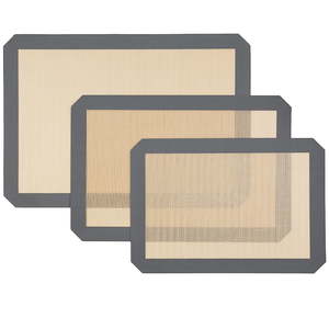 Set 3 tavi copt, Quasar & Co., foi antiaderente cuptor, universale, reutilizabile, silicon, bej-gri
