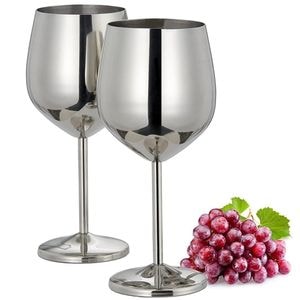 Set 2 pahare vin Quasar & Co., 500 ml, otel inoxidabil, h 21 cm, argintiu