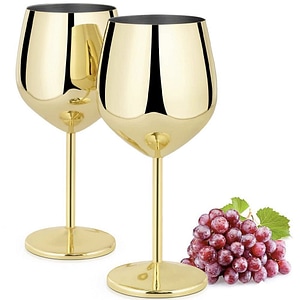 Set 2 pahare vin Quasar & Co., 500 ml, otel inoxidabil, h 21 cm, gold