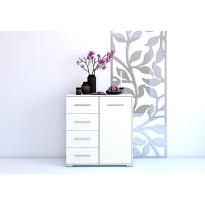 Comoda dormitor Mini Stela 1D4S, PAL, 90 x 45 x 95 cm, alb