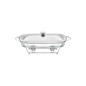 Vas termorezistent cu incalzitor 3.6L, suport si capac argintiu, chafing dish, AMBITION Helios