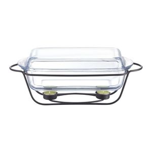 Vas termorezistent cu incalzitor 3.9L, suport negru, chafing dish, AMBITION Saule