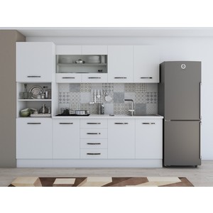 Bucatarie Alfa, PAL, 240 x 60 x 207 cm, alb