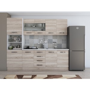 Bucatarie Alfa, PAL, 240 x 60 x 207 cm, sonoma-alb