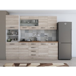 Bucatarie Alfa, PAL, 240 x 60 x 207 cm, sonoma-nuc