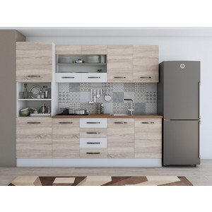 Bucatarie Alfa, PAL, 240 x 60 x 207 cm, sonoma-alb