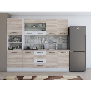 Bucatarie Alfa, PAL, 240 x 60 x 207 cm, sonoma-alb