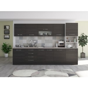 Bucatarie Alfa 320, wenge, blat termic travertin, corp pentru cuptor incorporabil