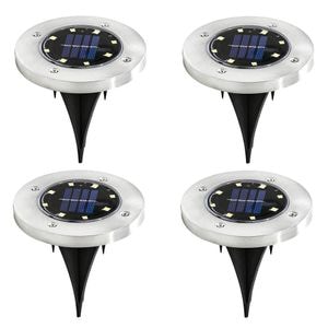Set 4 lampi solare incorporabile, cu cate 8 LED-uri alb rece