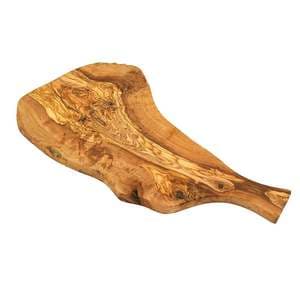 Tocator cu maner din lemn de maslin, 40-44 cm, forma naturala, rustica