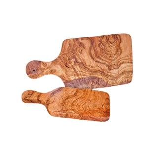 Set tocatoare cu maner din lemn de maslin, tocator lemn de maslin 30x15x1cm, tocator lemn de maslin 23x10x1cm