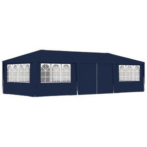 Cort Pavilion Profesional Albastru 4x9 m cu Pereti Laterali si Ferestre pentru Petrecere, Evenimente, Curte sau Gradina