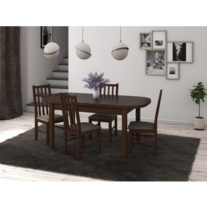 Set masa si scaune bucatarie MB-12 Venus1 S-38 Boss10 O2, 5 piese, maro inchis