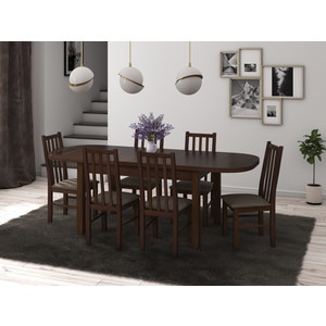 Set masa si scaune bucatarie MB-12 Venus1 S-38 Boss10 O2, 7 piese, maro inchis