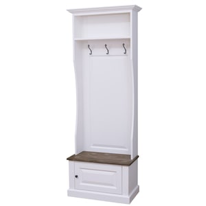 Cuier cu 1 usa, culoare top maro inchis P066, culoare corp alb murdar P039, dublu color, 100% lemn masiv
