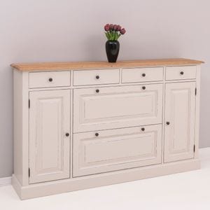 Comoda hol, lemn masiv, 176 x 35 x 105 cm, gri deschis