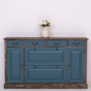 Comoda hol, lemn masiv, 176 x 35 x 105 cm, maro inchis-albastru