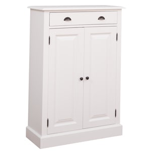 Comoda living SZEL MOB, lemn masiv, 85 x 35 x 120 cm, alb murdar