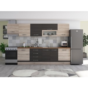 Bucatarie Alfa 320, wenge/sonoma, blat termic nuc, corp hota
