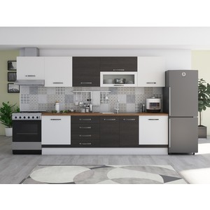 Bucatarie Alfa 320, wenge/alb, blat termic nuc, corp hota