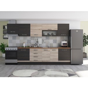 Moibla bucatarie Alfa, PAL, 320 x 60 x 85 cm, sonoma-wenge