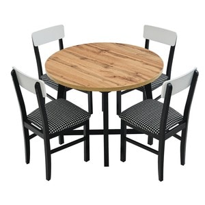 Set masa si scaune bucatarie MB-13 Otto2 S-38 Leo1 34, 5 piese, crem