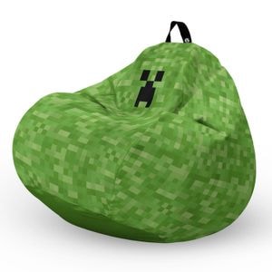 Fotoliu Updeco Puf Bean Bag tip Para XL, impermeabil, indoor/outdoor, sac interior, cu maner, 90 x 90 x 60 cm, minecraft creeper