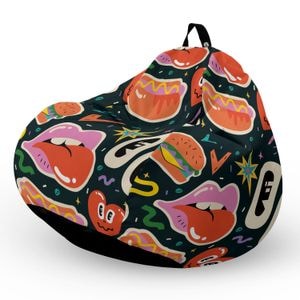 Fotoliu Updeco Puf Bean Bag tip Para XL, impermeabil, indoor/outdoor, sac interior, cu maner, 90 x 90 x 60 cm, Colaj