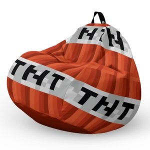 Fotoliu Updeco Puf Bean Bag tip Para XL, impermeabil, indoor/outdoor, sac interior, cu maner, 90 x 90 x 60 cm, Minecraft TNT