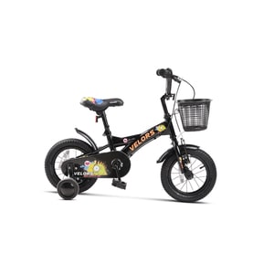 Bicicleta pentru copii 2/4 ani Kids BMX Rider, JSX1201, roti 12", frane V-Brake fata, tambur spate, cauciucuri late tip MTB, roti ajutatoare, negru cu portocaliu