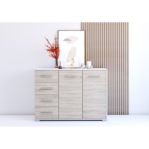 Comoda dormitor Stela, PAL, 135 x 45 x 95 cm, sonoma-alb