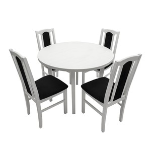 Set masa si scaune bucatarie MB-12 Poli3 S-37 Boss7 B22, 5 piese, alb