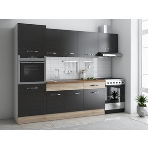 Bucatarie Sofia, PAL, 260 x 60 x 205 cm, wenge-sonoma