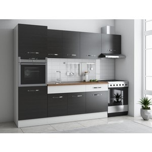 Bucatarie Sofia, PAL, 260 x 60 x 205 cm, wenge-alb