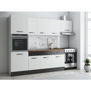 Bucatarie Sofia, PAL, 260 x 60 x 205 cm, alb-wenge