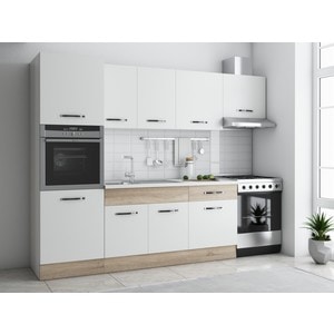 Bucatarie Sofia, PAL, 260 x 60 x 205 cm, alb-sonoma