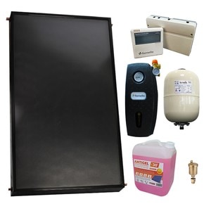 Pachet sistem solar presurizat fara boiler, Panou solar plan Fornello 2.0 m SPFP, grup pompare, controller, vas expansiune, antigel, aerisitor 1/2