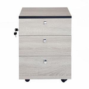 Rollbox 3 Sertare,  Cu Inchidere Centralizata , Pal Sonoma/ Cant Negru, 44 X 52 X 61 Cm