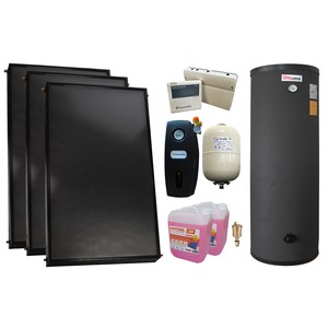 Pachet sistem solar presurizat, 3 x Panou solar plan Fornello 2.0 m SPFP, Boiler cu 2 serpentine FIAMA WPC HT 300 LT 2S, grup pompare, controller, vas expansiune, antigel, aerisitor 1/2