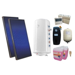 Pachet sistem solar presurizat, 2 x panou Sunsystem P SL FP 2.0, Boiler 2 serpentine 150 litri, controller, vas expansiune, grup pompare, aerisitor 1/2, antigel 