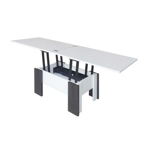 Masuta extensibila Lerida, PAL, 90 x 65 x 44 cm, alb-wenge