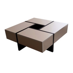 Masuta cafea Geneva, melamina, 85 x 85 x 35 cm, ice coffee-wenge