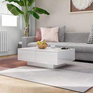 Masuta cafea VidaXL, PAL, 90 x 60 x 31 cm, alb extralucios