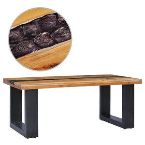 Masuta de cafea, 100x50x40 cm, lemn masiv de tec si polirasina