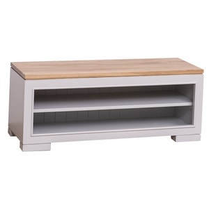 Bancheta hol Pure, lemn masiv, 100 x 35 x 40 cm, gri deschis-maro deschis