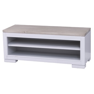 Bancheta hol Pure, lemn masiv, 100 x 35 x 40 cm, gri deschis-maro