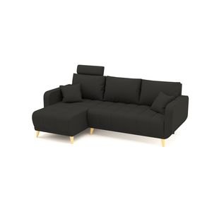 Coltar extensibil, reversibil LIDYA Black de 3 locuri, 230 x 140 x 90 cm