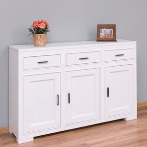 Comoda living Pure, lemn masiv, 140 x 35 x 90 cm, alb